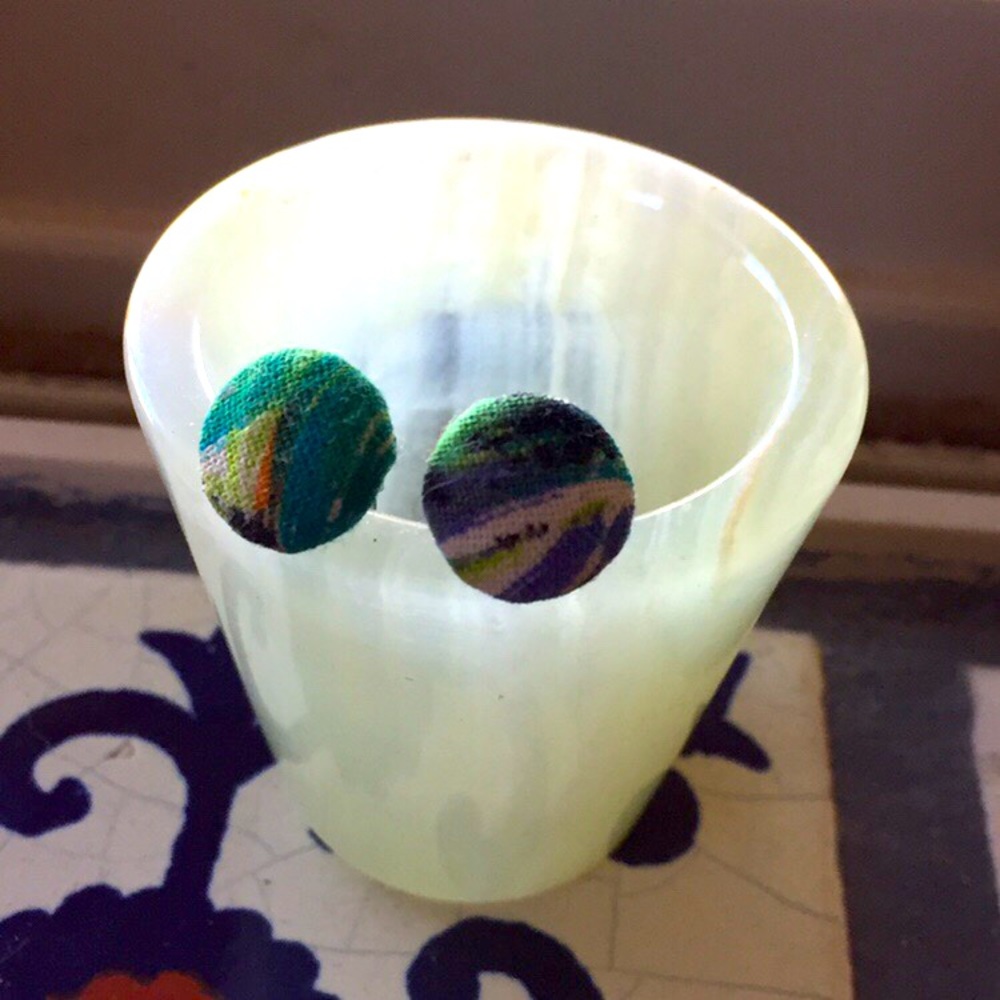 Cloth button earrings